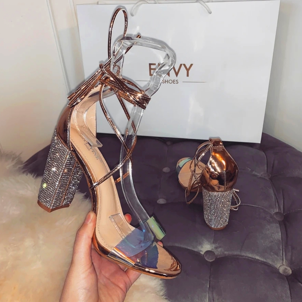 Envy Shoes UK Diamente block heel sandal
